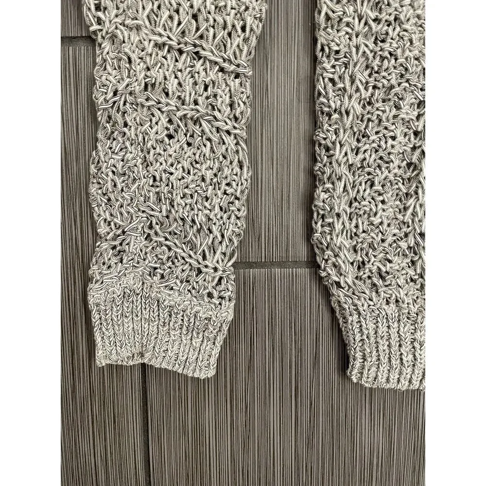 American Eagle Womens Heathered Gray Long Sleeve Open Knit Sweater Size Large